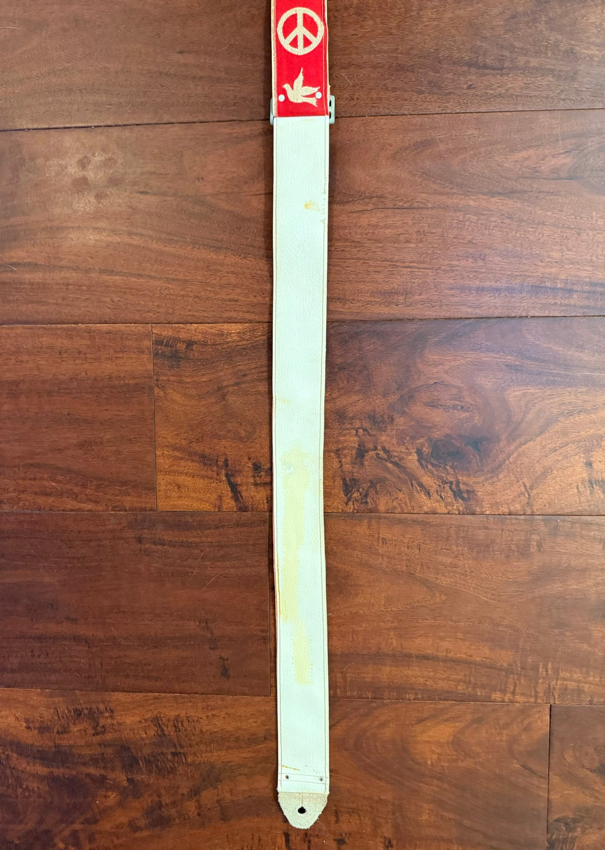 RARE Vintage Red ACE 1960's Peace & Doves Guitar Strap