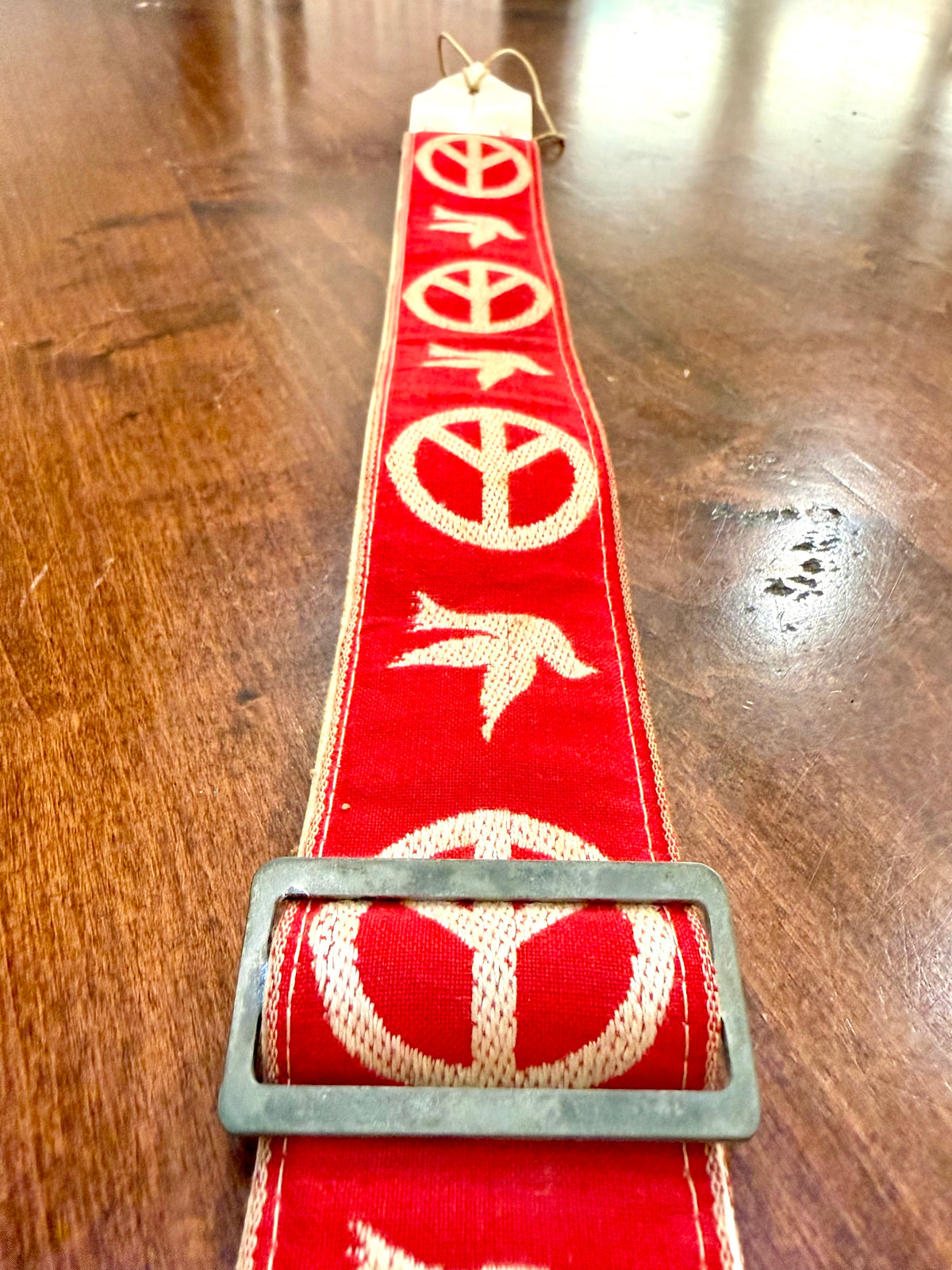 RARE Vintage Red ACE 1960's Peace & Doves Guitar Strap