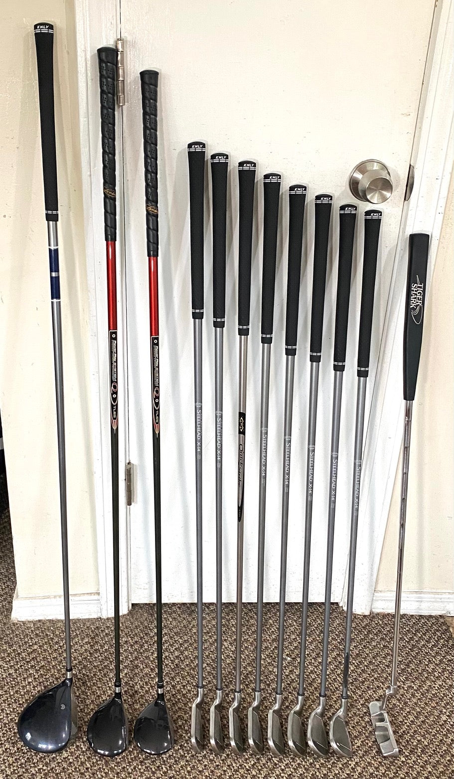 Callaway Steelhead X-14/Cleveland Full Set of Golf Clubs W/NEW GRIPS & Cart Bag