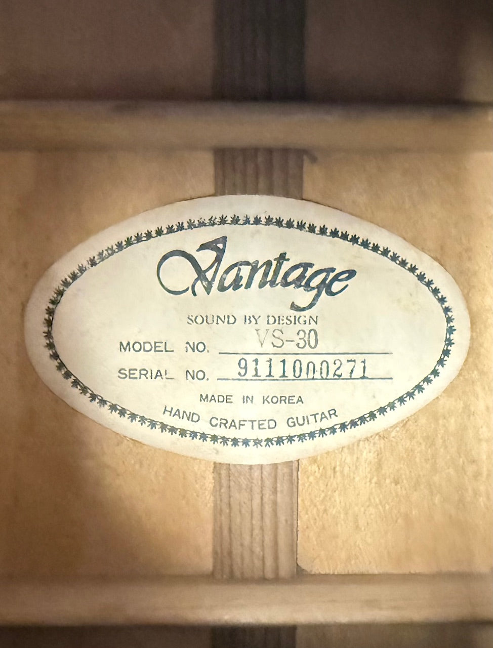 Vintage 1991 Vantage VS-30 Maple Acoustic Guitar