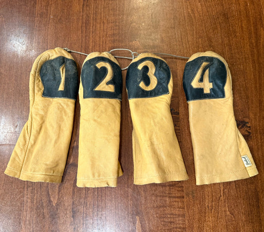 Vintage Jakul Mid-Century Leather Set of Golf Clubs Covers 1,2,3,4