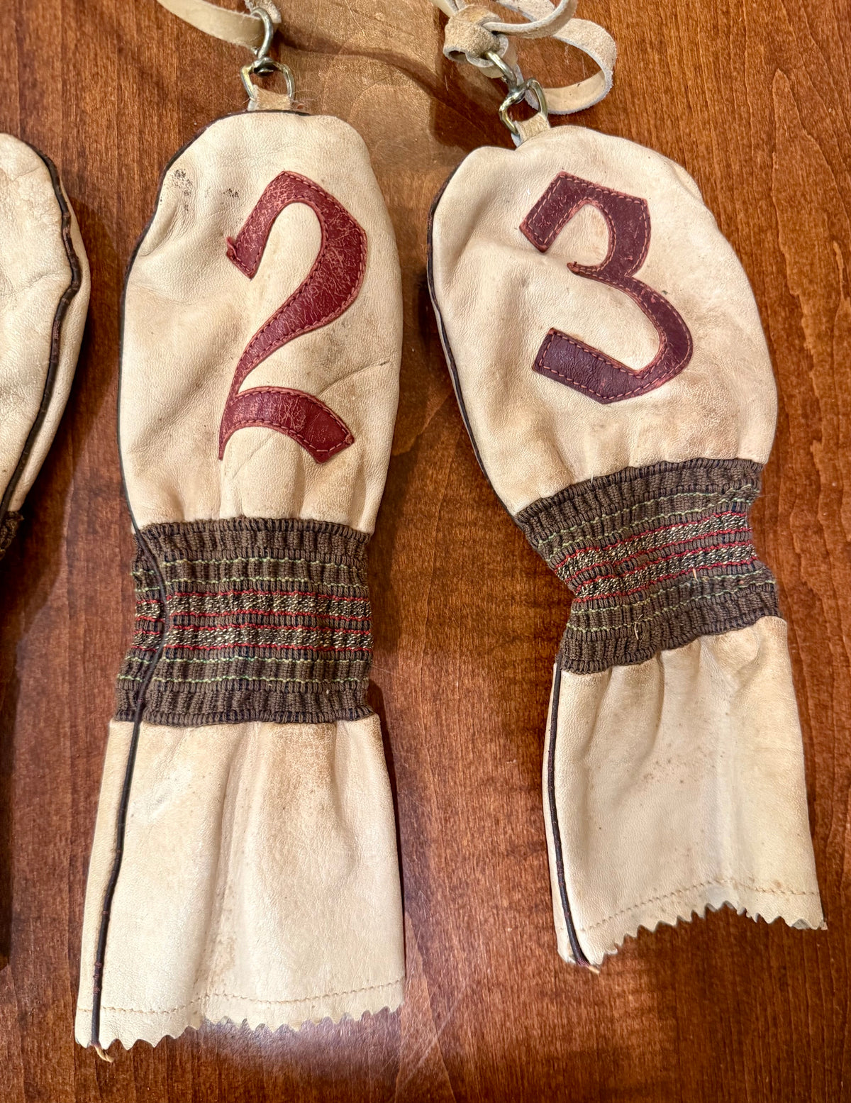 Vintage Mid-Century Leather Set of Golf Club Covers 1,2,3.