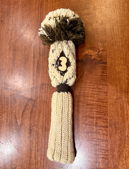 Vintage Pom-Pom 3 Tan/Brown Knit Club Headcover