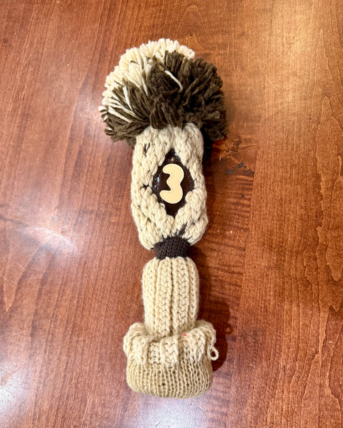 Vintage Pom-Pom 3 Tan/Brown Knit Club Headcover