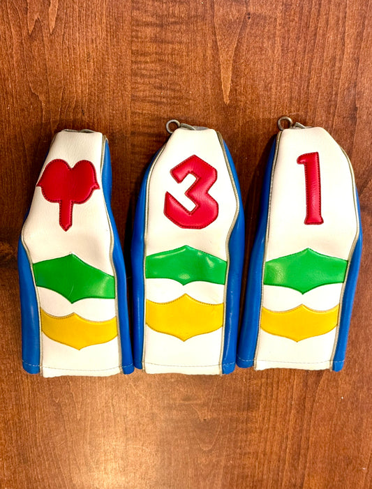 Vintage RAM Set of Multicolor Golf Club Covers 1,3,X