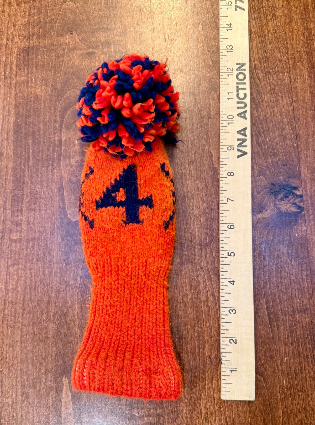 Vintage Pom-Pom 4 Orange/Navy Knit Club Headcover