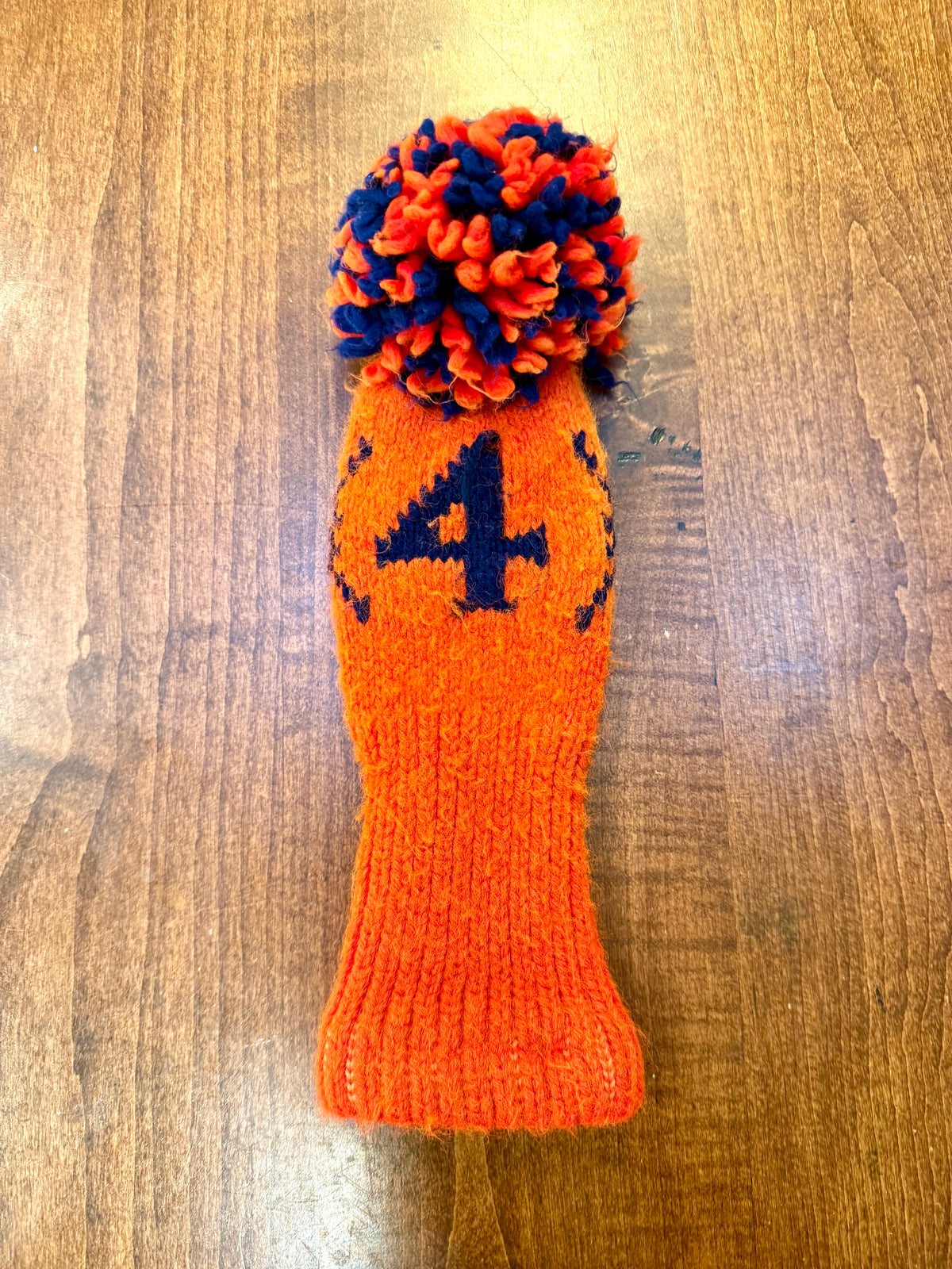 Vintage Pom-Pom 4 Orange/Navy Knit Club Headcover