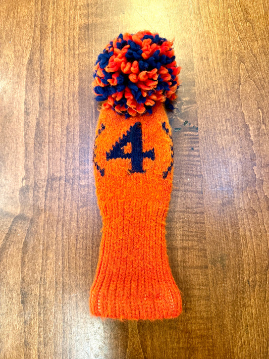 Vintage Pom-Pom 4 Orange/Navy Knit Club Headcover