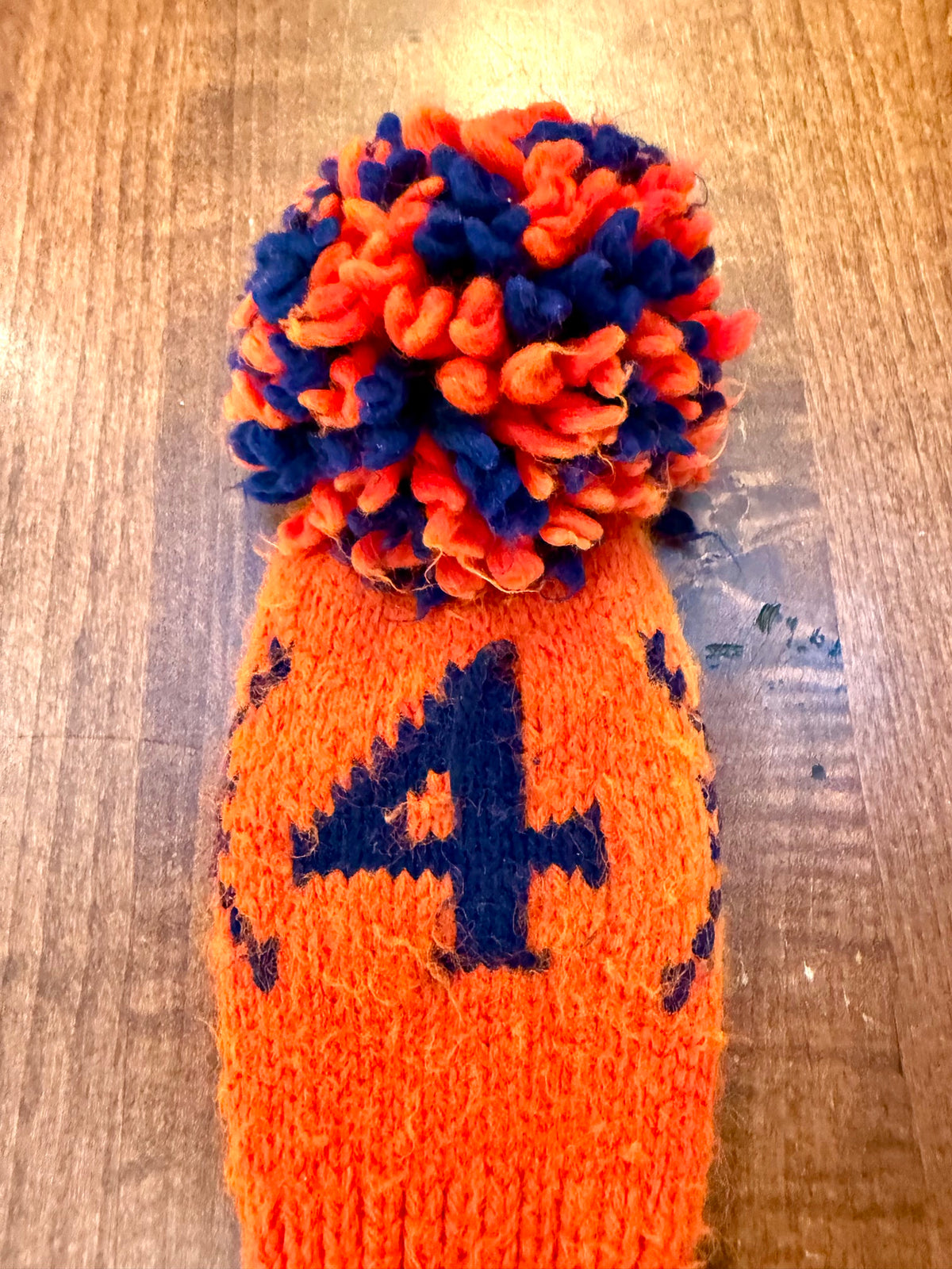 Vintage Pom-Pom 4 Orange/Navy Knit Club Headcover