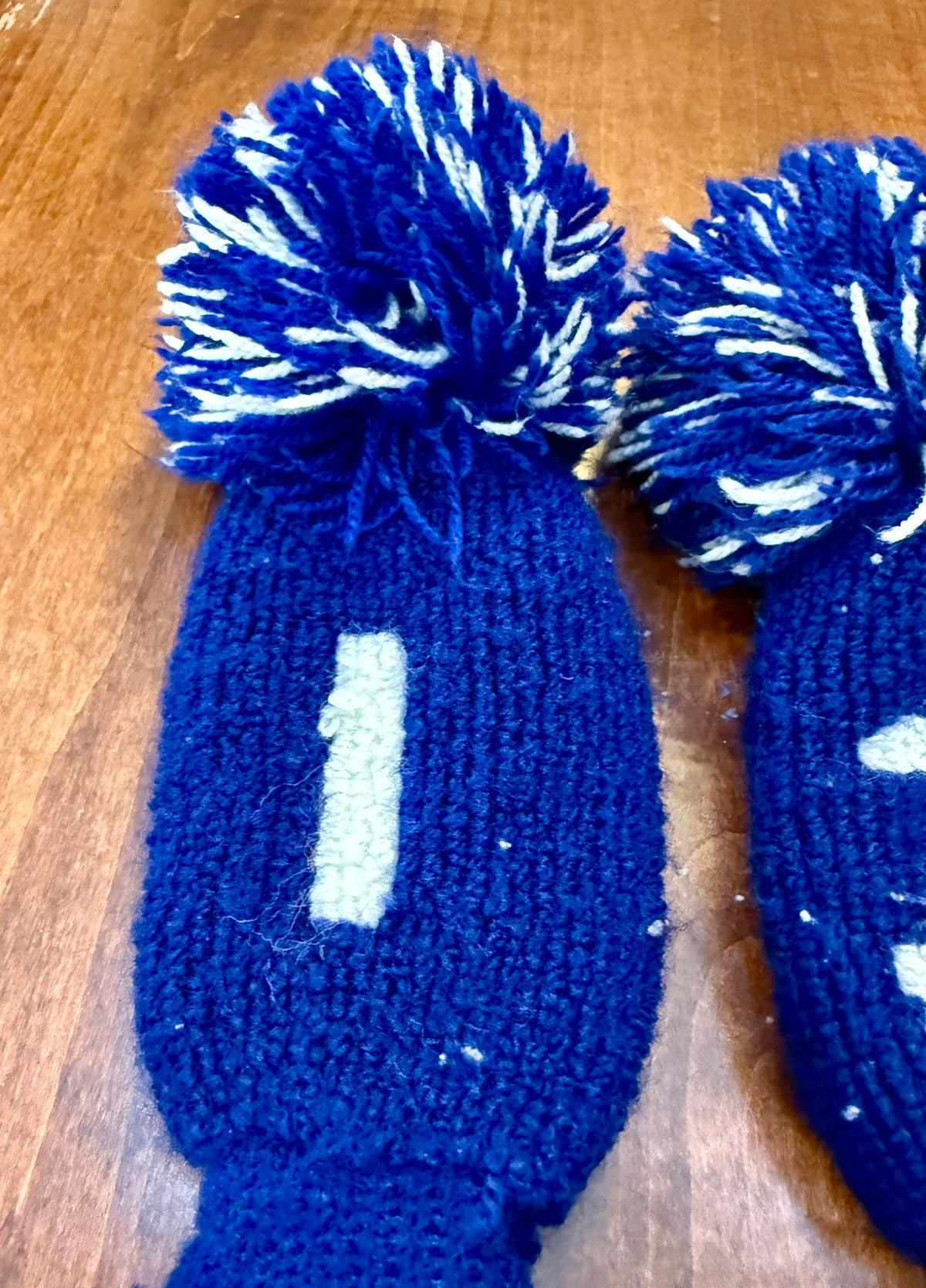 Vintage Blue & White Knit 1, 3 & X Pom-Pom Club Headcovers
