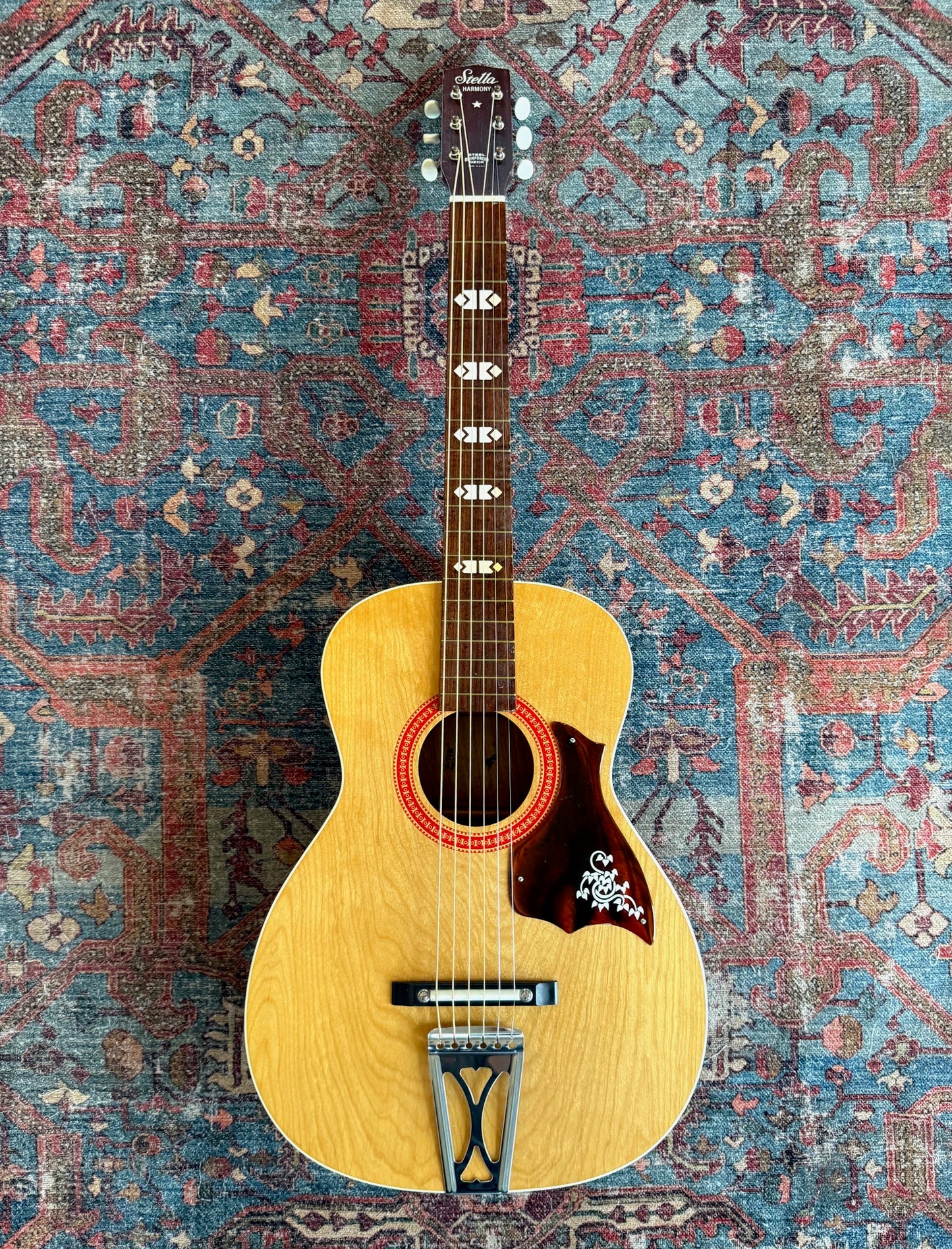 Vintage 1971 Harmony Stella USA H928 SOLID BIRCH Parlor Guitar W/Case