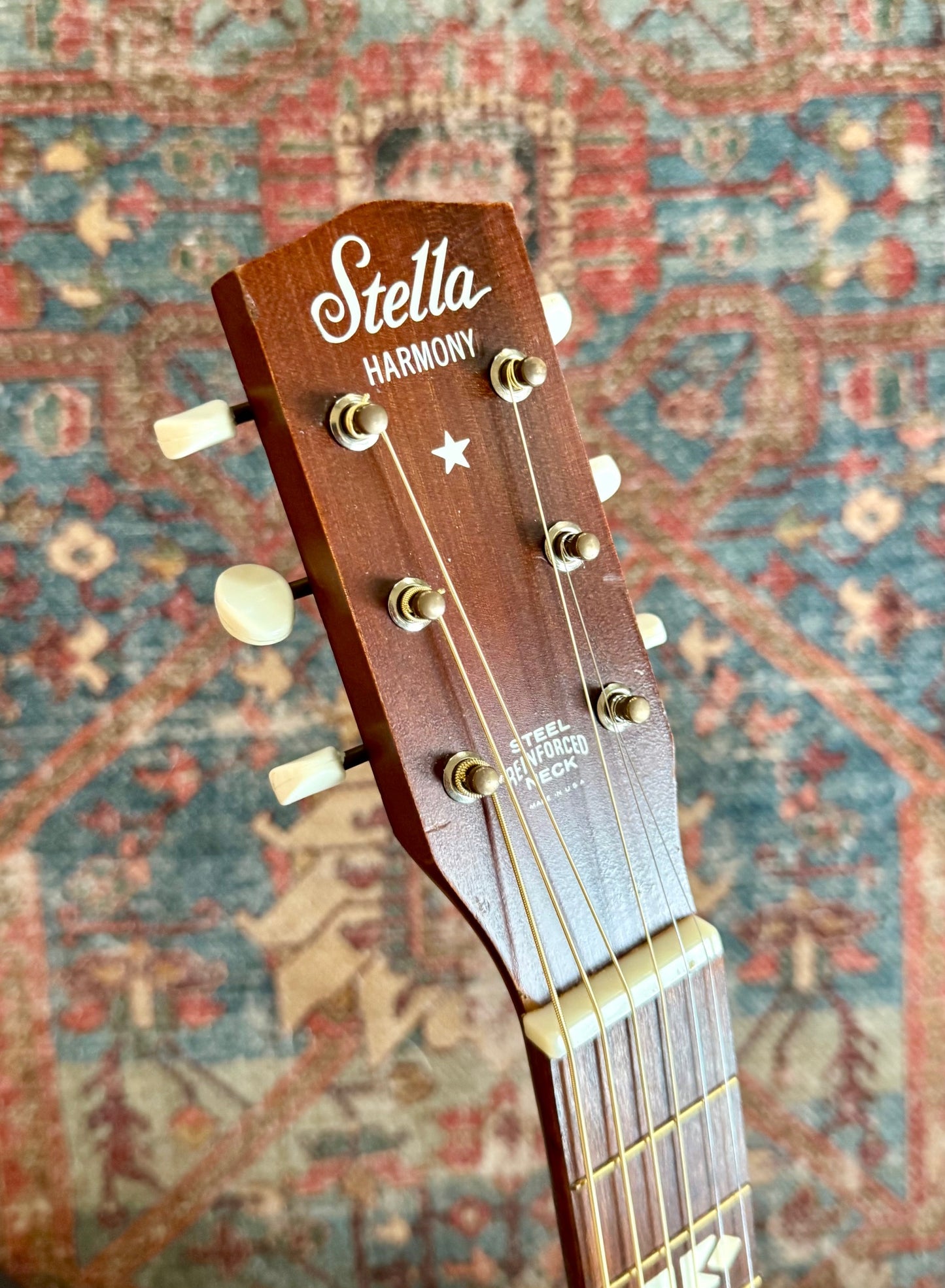 Vintage 1971 Harmony Stella USA H928 SOLID BIRCH Parlor Guitar W/Case