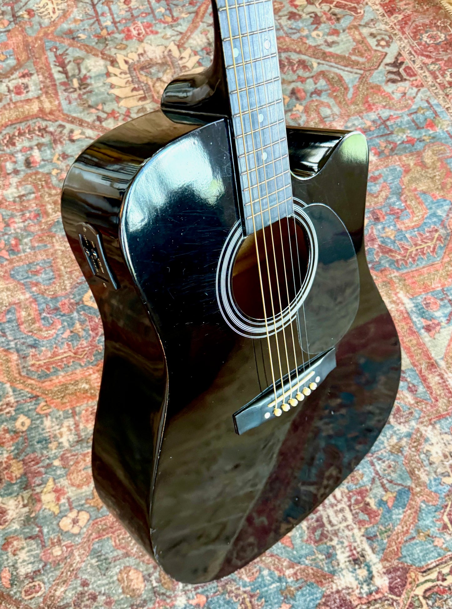 Galveston Black Acoustic Electric Guitar