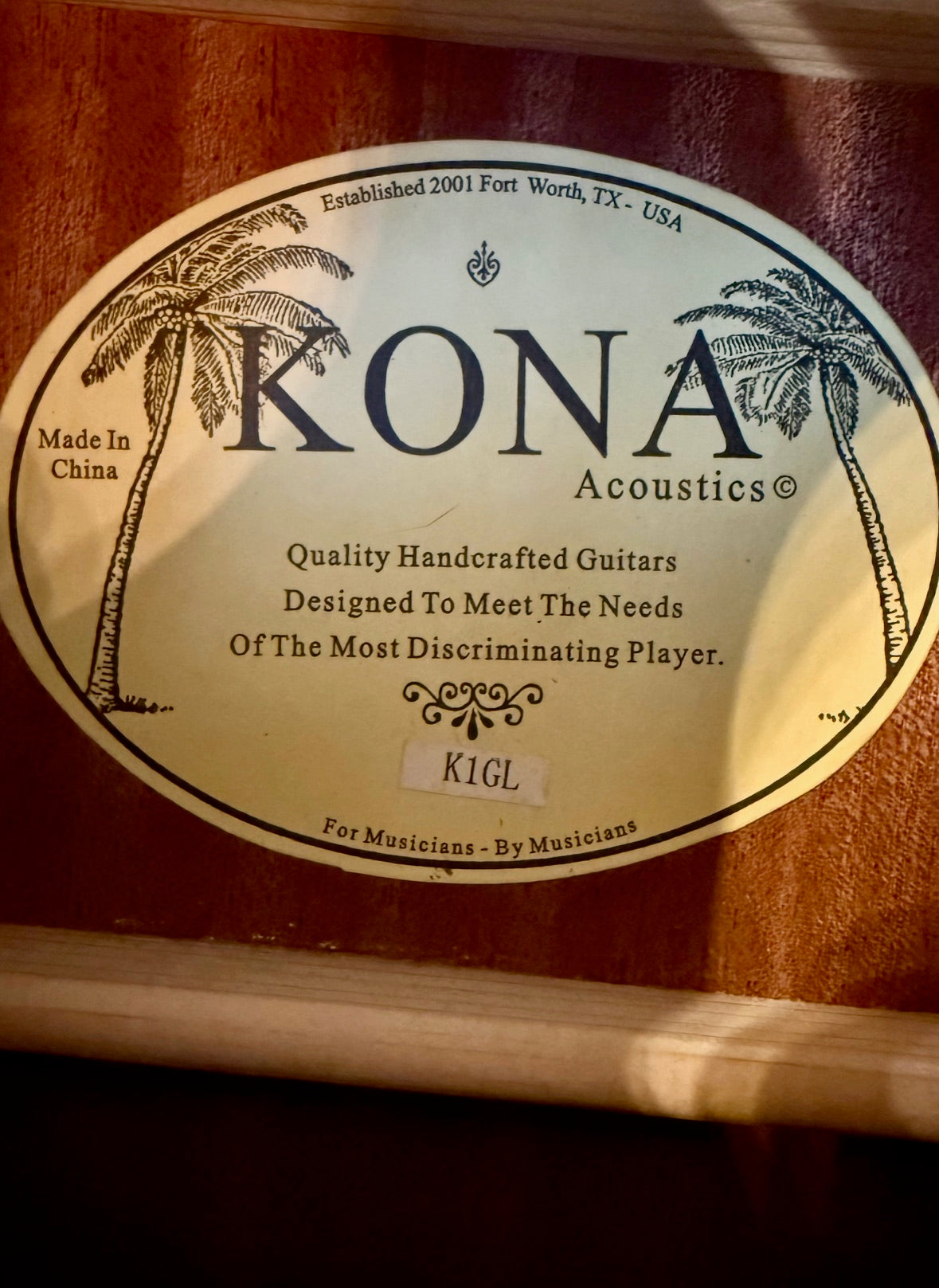 Kona K1GL Acoustic Cutaway Guitar