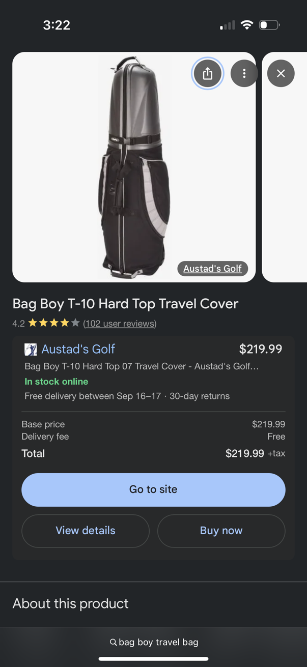 Bag Boy T-10 Golf Travel Bag/Case