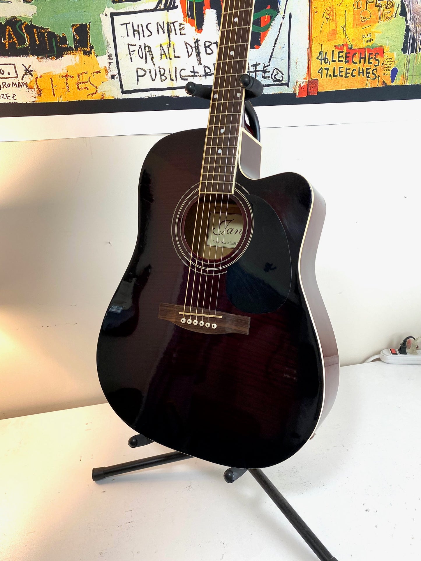 Jansen Acoustic Electric Wine Red Cutaway Guitar