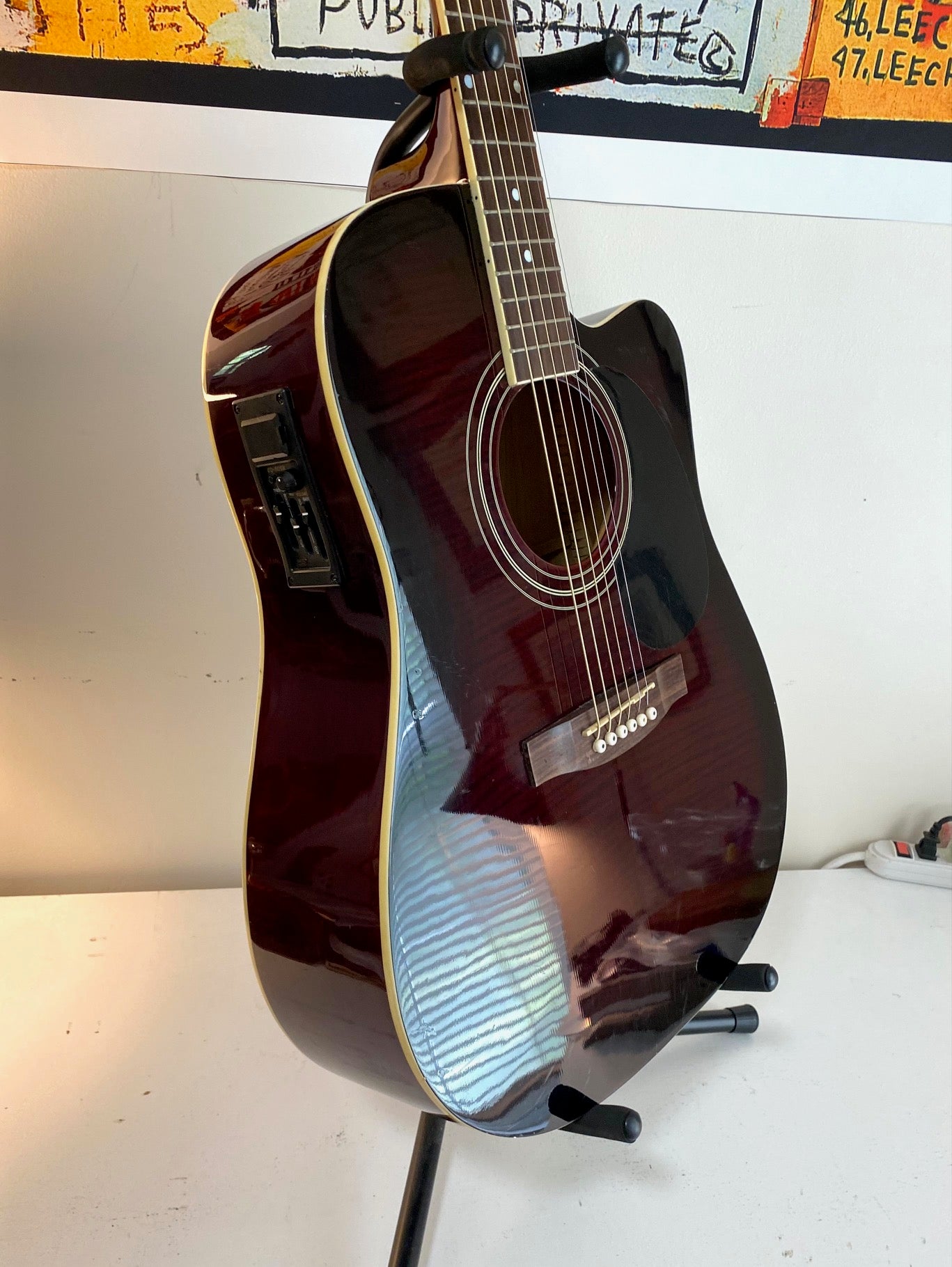 Jansen Acoustic Electric Wine Red Cutaway Guitar