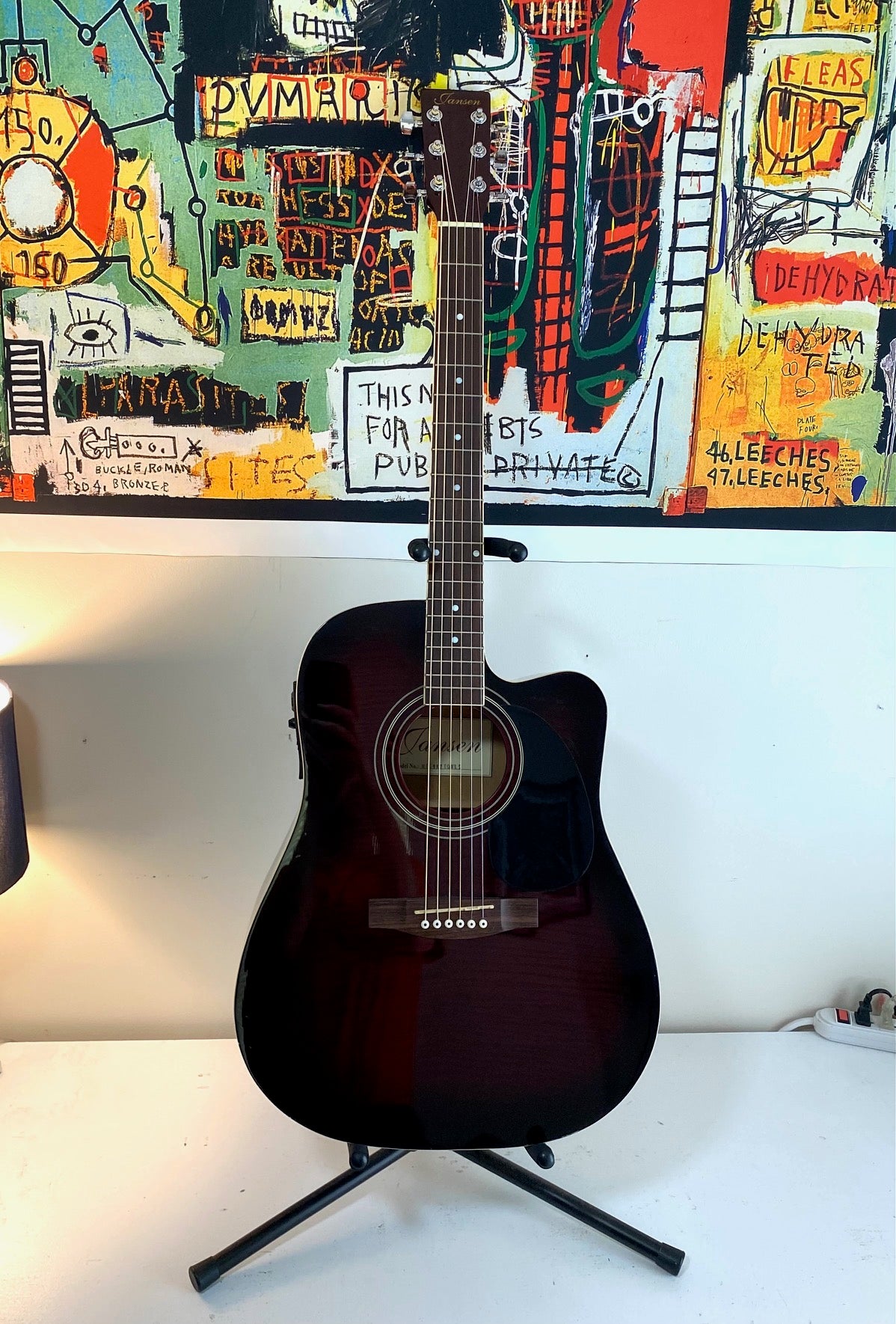 Jansen Acoustic Electric Wine Red Cutaway Guitar