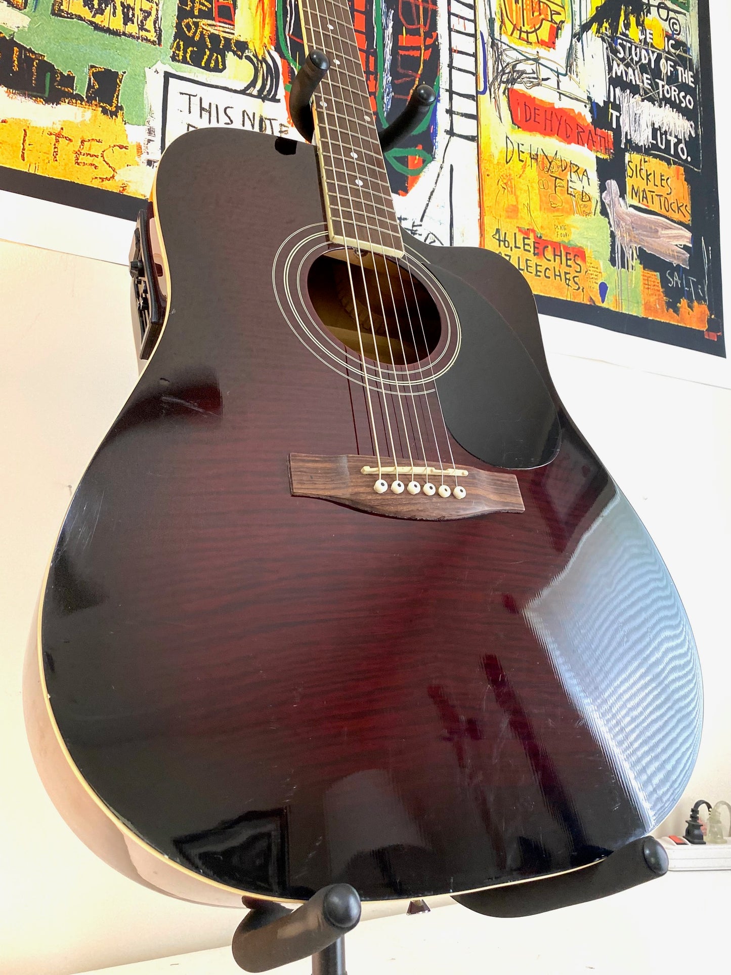 Jansen Acoustic Electric Wine Red Cutaway Guitar