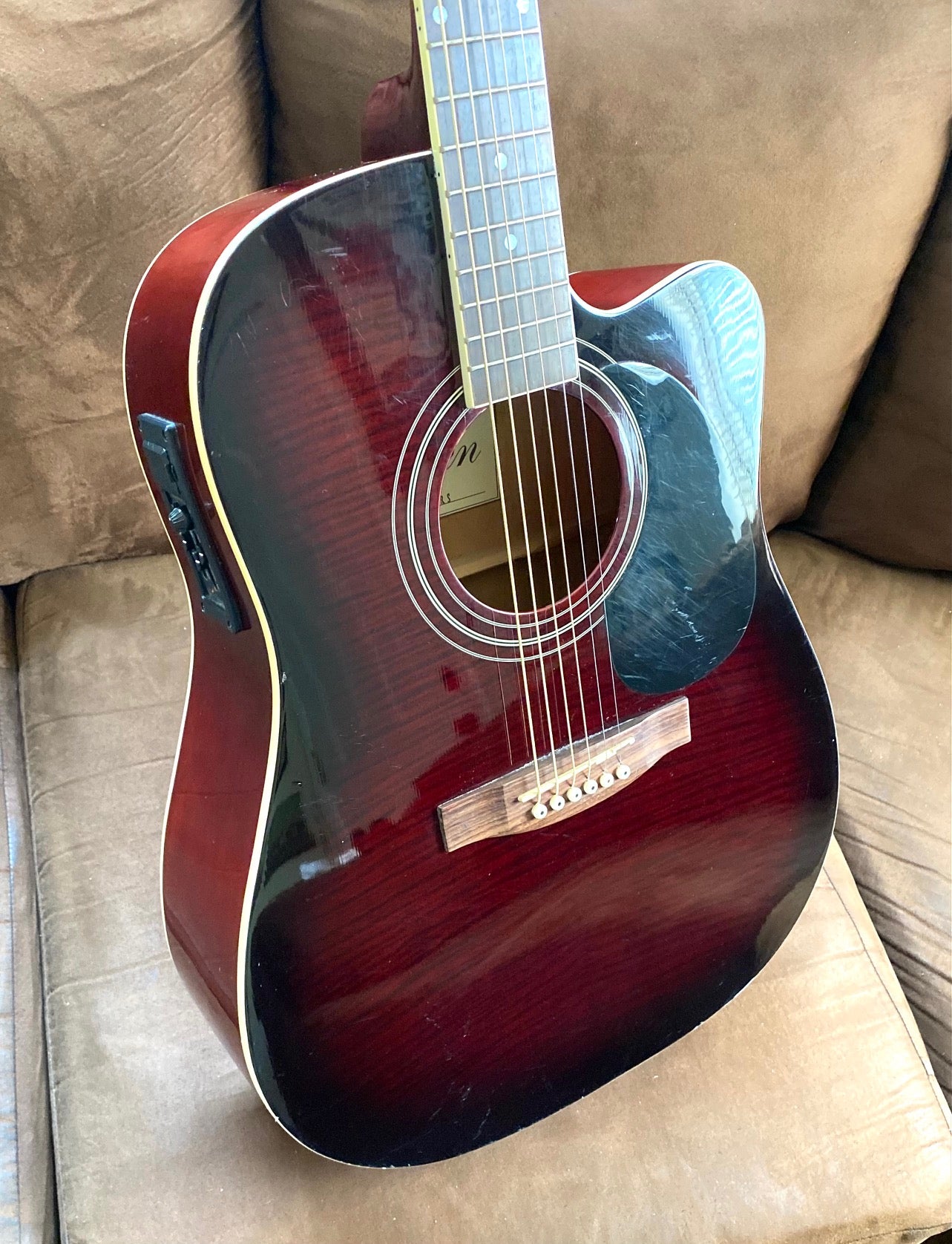 Jansen Acoustic Electric Wine Red Cutaway Guitar