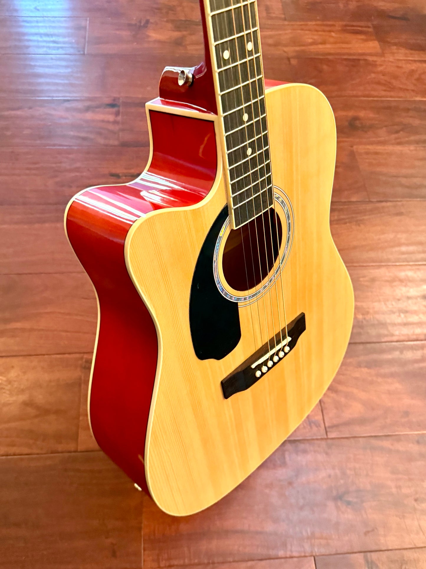 Left-Handed Ashthorpe D98 Acoustic Electric Guitar W/Bag & Extras