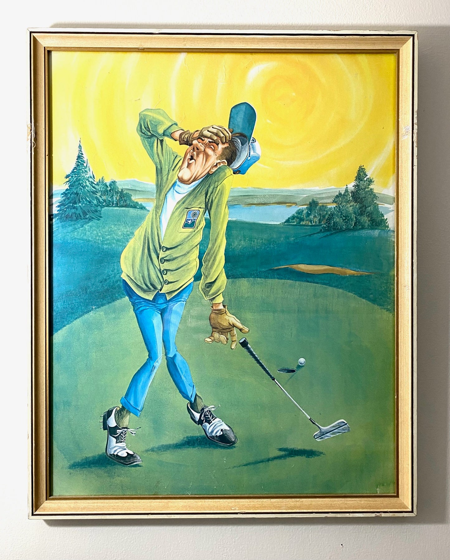 Vintage Framed Golfer Prints Set of 2