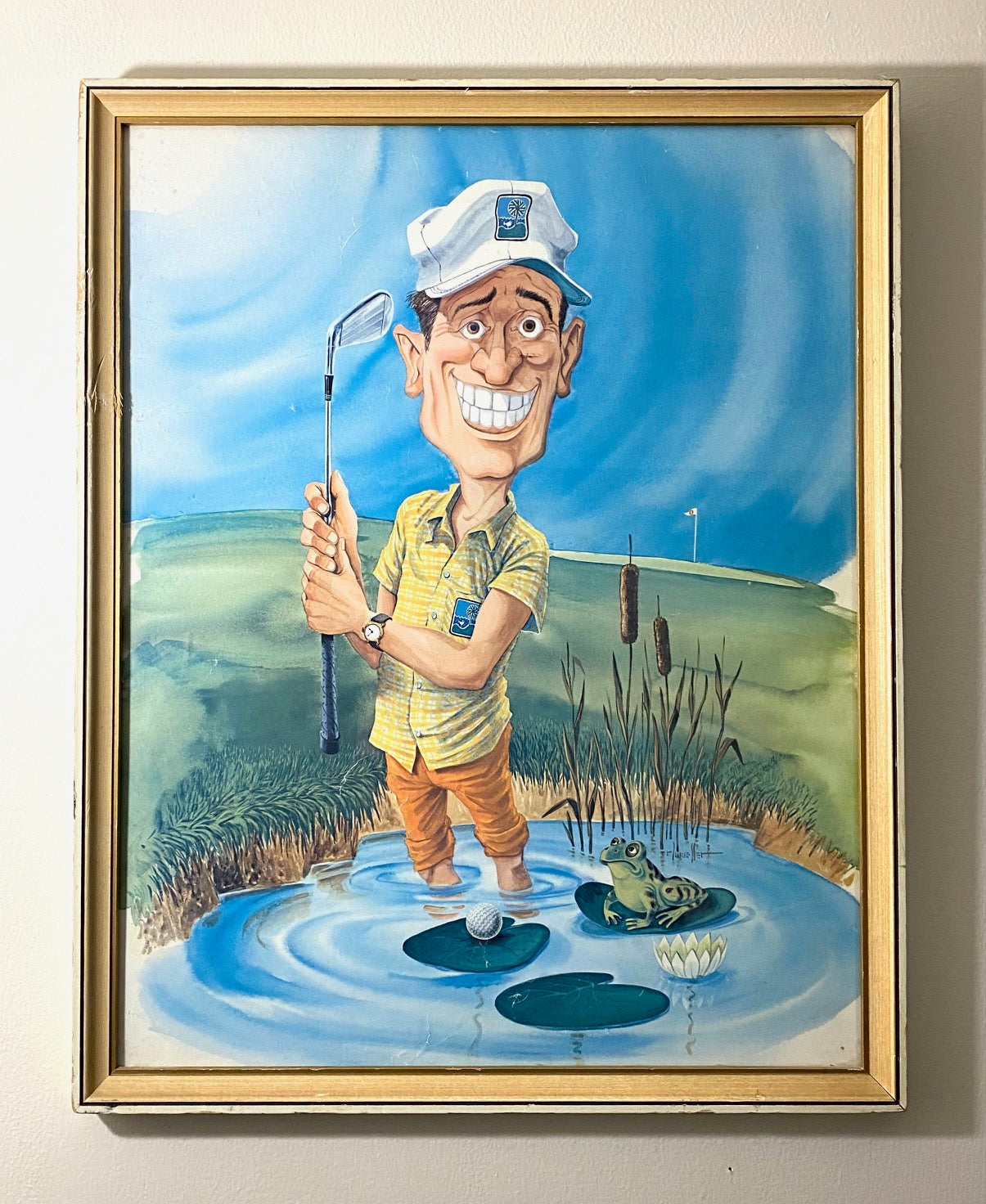 Vintage Framed Golfer Prints Set of 2