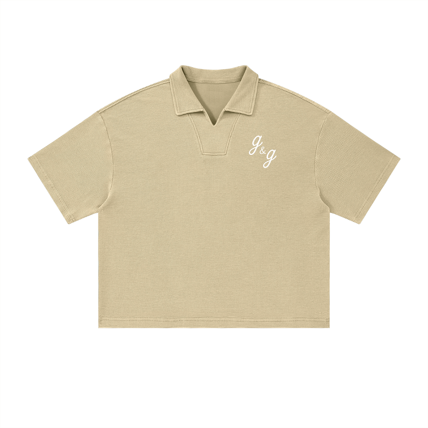 FINAL Unisex Vintage Wash Waffle Boxy Polo Shirt