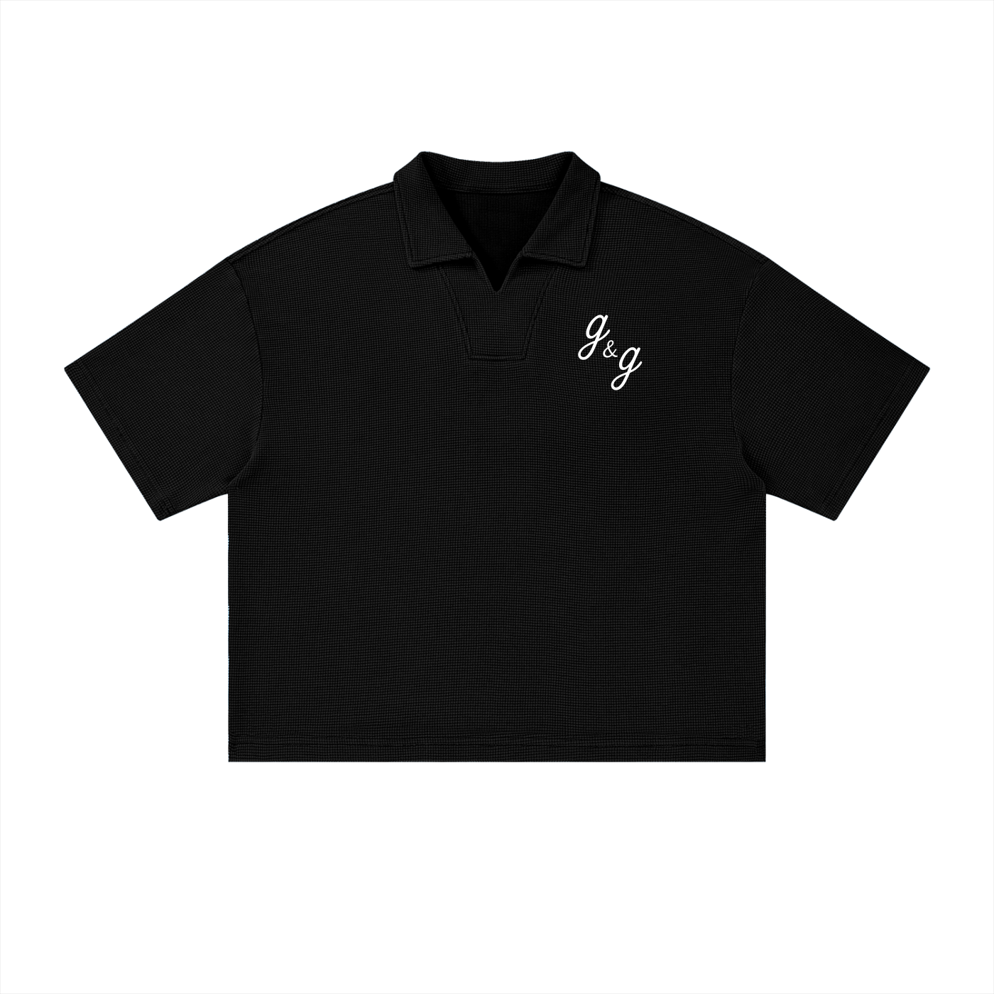 FINAL Unisex Vintage Wash Waffle Boxy Polo Shirt