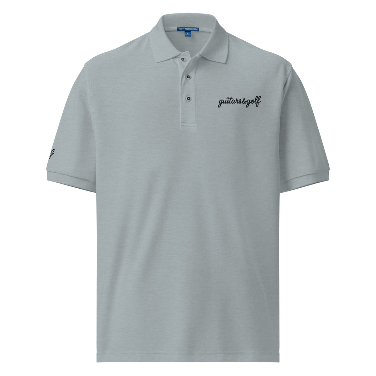 "guitars&golf" Black Logo Premium Embroidered Polo