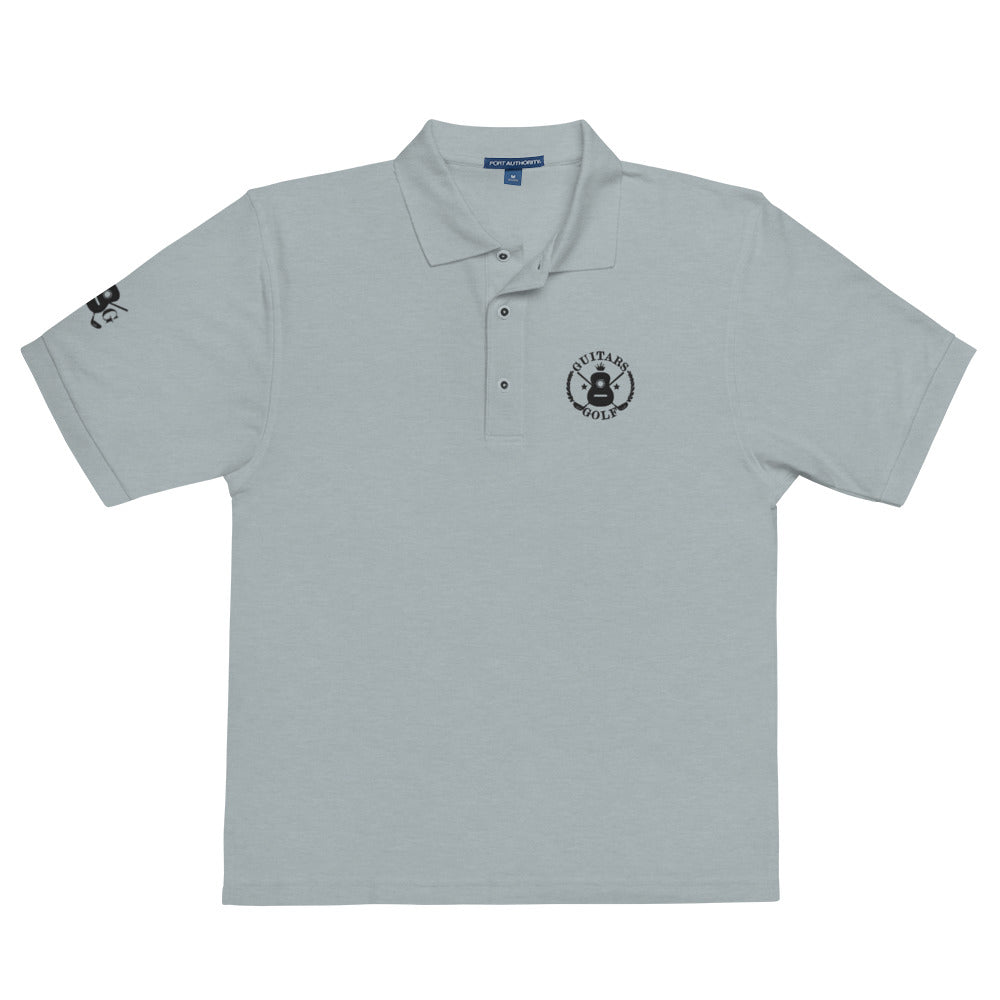 "Guitars & Golf" Classic Black Logo Premium Embroidered Polo