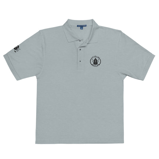 "Guitars & Golf" Classic Black Logo Premium Embroidered Polo