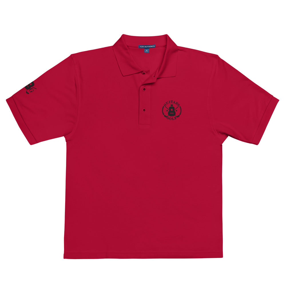 "Guitars & Golf" Classic Black Logo Premium Embroidered Polo