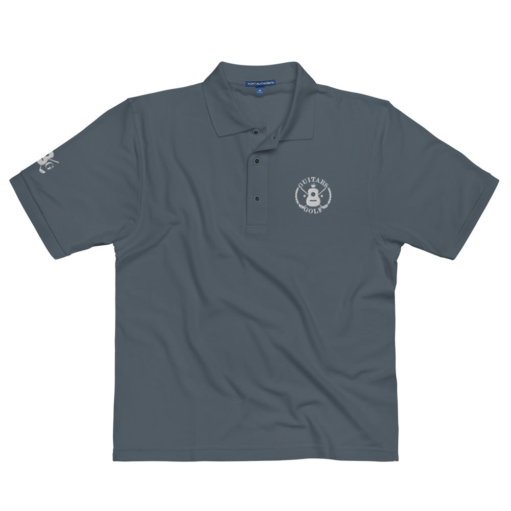 "Guitars & Golf" Classic White Logo Premium Embroidered Polo
