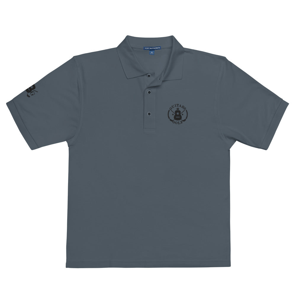 "Guitars & Golf" Classic Black Logo Premium Embroidered Polo
