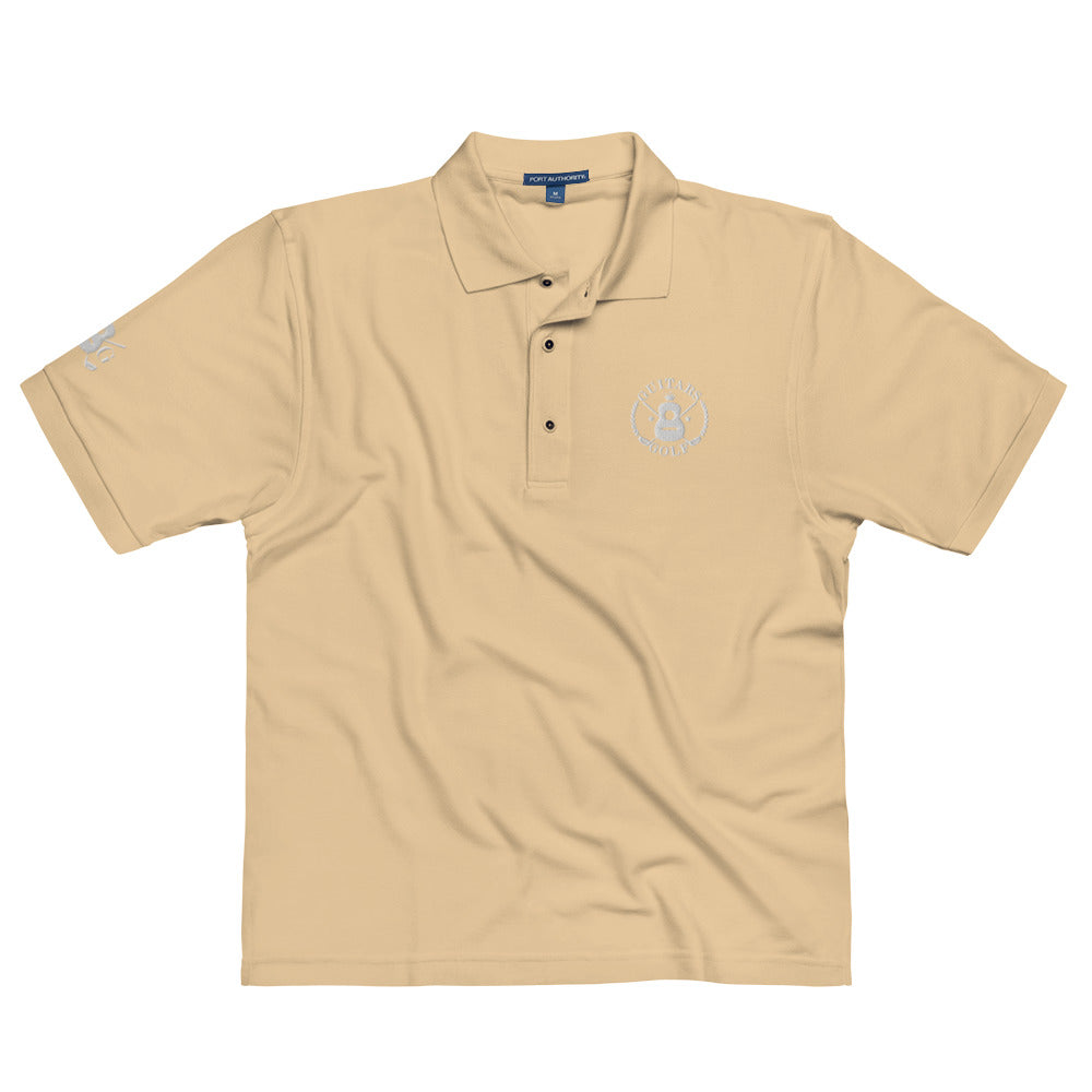 "Guitars & Golf" Classic White Logo Premium Embroidered Polo
