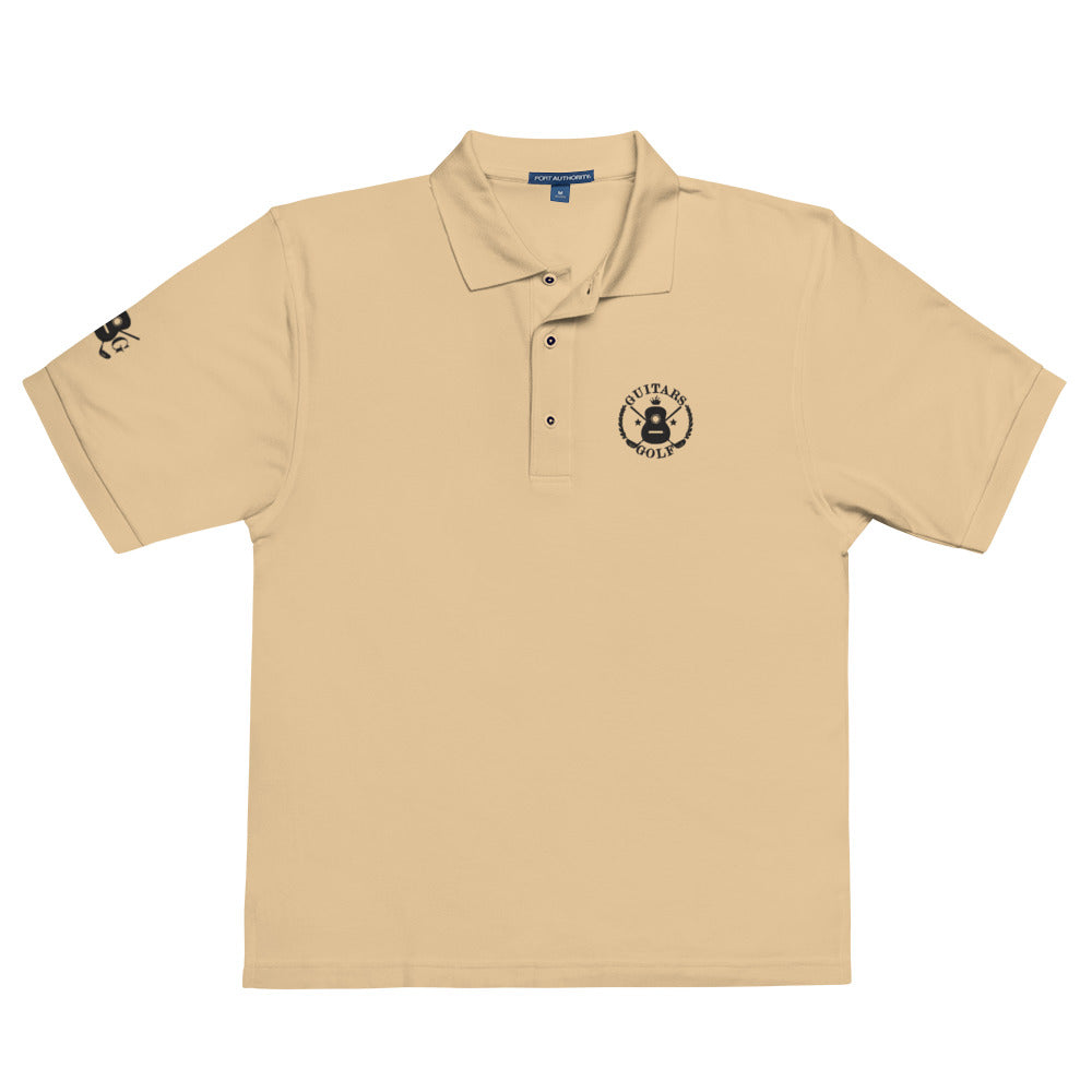 "Guitars & Golf" Classic Black Logo Premium Embroidered Polo