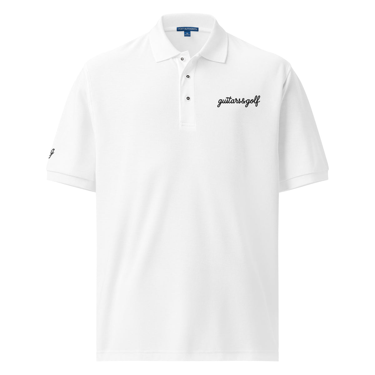 "guitars&golf" Black Logo Premium Embroidered Polo