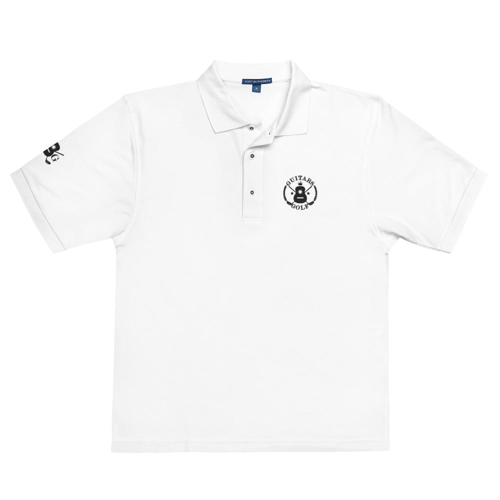 "Guitars & Golf" Classic Black Logo Premium Embroidered Polo