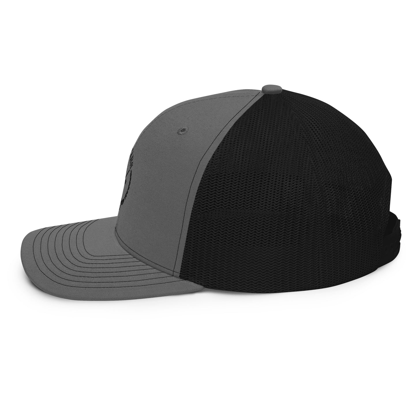 "Guitars and Golf" Embroidered Richardson Black Logo Trucker Cap/Hat on Your Color Choice